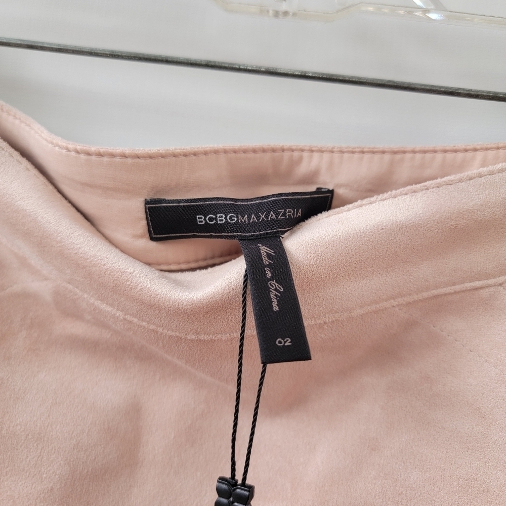 BCBGMaxAzria Beckett Bare Pink Women's Size 2 Faux Suede Mini Skirt Minimalist - Picture 6 of 16